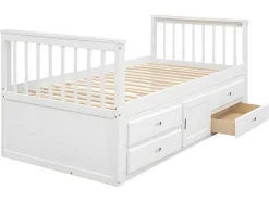 Gesloten Eenpersoonsbed 90X200Cm Met 4 Lades En Een Deur - Wit