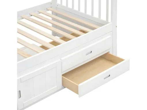 Gesloten Eenpersoonsbed 90X200Cm Met 4 Lades En Een Deur - Wit