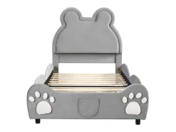 Gestoffeerd Bed Met Hoofdeinde 90 X 200 Cm - Beervorm - Fluweel - Grijs