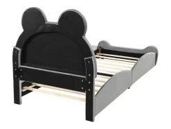 Gestoffeerd Bed Met Hoofdeinde 90 X 200 Cm - Beervorm - Fluweel - Grijs