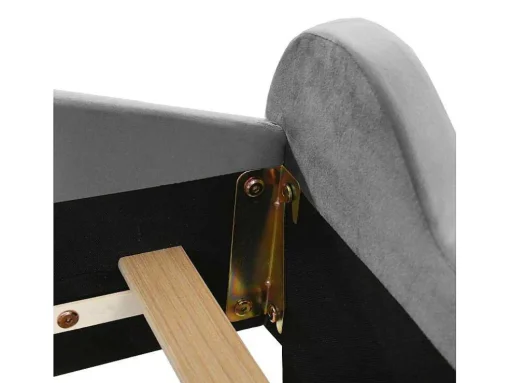 Gestoffeerd Bed Met Hoofdeinde 90 X 200 Cm - Beervorm - Fluweel - Grijs