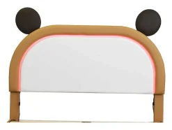 Gestoffeerd Bed Met Verstelbaar Hoofdbord 140 X 200 Cm - Led'S - Pu Leer - Geel + Bruin