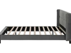 Gestoffeerd Bed 160X200Cm In Fluweel Met Lattenbodem - Grijs