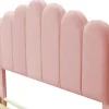 Gestoffeerd Fluwelen Bed 140X200Cm Met Lattenbodem - Verstelbaar Hoofdeinde - Roze