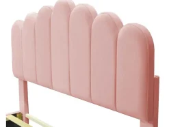 Gestoffeerd Fluwelen Bed 140X200Cm Met Lattenbodem - Verstelbaar Hoofdeinde - Roze