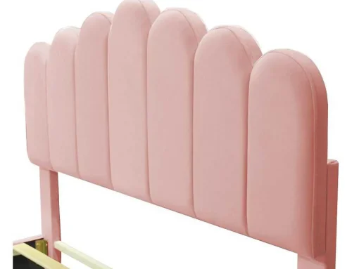 Gestoffeerd Fluwelen Bed 140X200Cm Met Lattenbodem - Verstelbaar Hoofdeinde - Roze