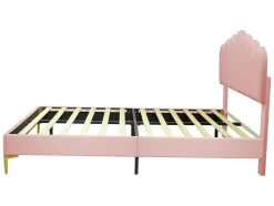 Gestoffeerd Fluwelen Bed 140X200Cm Met Lattenbodem - Verstelbaar Hoofdeinde - Roze
