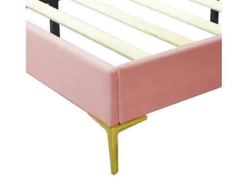 Gestoffeerd Fluwelen Bed 140X200Cm Met Lattenbodem - Verstelbaar Hoofdeinde - Roze