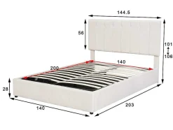 Gestoffeerd Opbergbed - 140X200Cm - Stof Fluweel - Beige