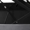 Gestoffeerd Opbergbed - 140X200Cm - Fluwelen Stof - Verstelbaar Hoofdeinde Met Blokpatroon - Grijs
