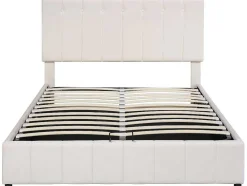 Gestoffeerd Opbergbed - 140X200Cm - Stof Fluweel - Beige