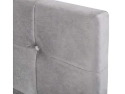 Gestoffeerd Opbergbed - 140X200Cm - Fluwelen Stof - Verstelbaar Hoofdeinde Met Blokpatroon - Grijs