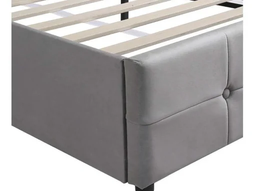 Gestoffeerd Opbergbed - 140X200Cm - Fluwelen Stof - Verstelbaar Hoofdeinde Met Blokpatroon - Grijs