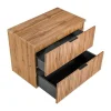 Gestreept Hangend Meubel Onder Wastafel Met Plank - Licht Naturel - L80 Cm - Zevara