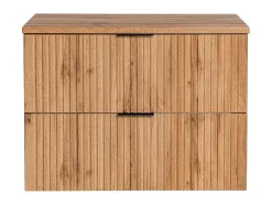 Gestreept Hangend Meubel Onder Wastafel Met Plank - Licht Naturel - L80 Cm - Zevara