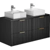 Gestreept Hangmeubel Voor Badkamer Met Wastafel Om Te Plaatsen - Zwart - L120 Cm - Zevara