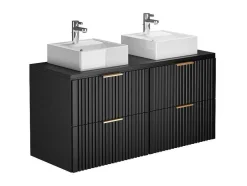 Gestreept Hangmeubel Voor Badkamer Met Wastafel Om Te Plaatsen - Zwart - L120 Cm - Zevara