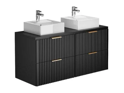 Gestreept Hangmeubel Voor Badkamer Met Wastafel Om Te Plaatsen - Zwart - L120 Cm - Zevara