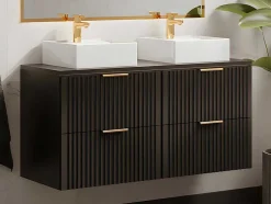 Gestreept Hangmeubel Voor Badkamer Met Wastafel Om Te Plaatsen - Zwart - L120 Cm - Zevara