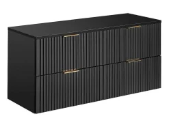 Gestreept Hangmeubel Voor Badkamer Met Wastafel Om Te Plaatsen - Zwart - L120 Cm - Zevara