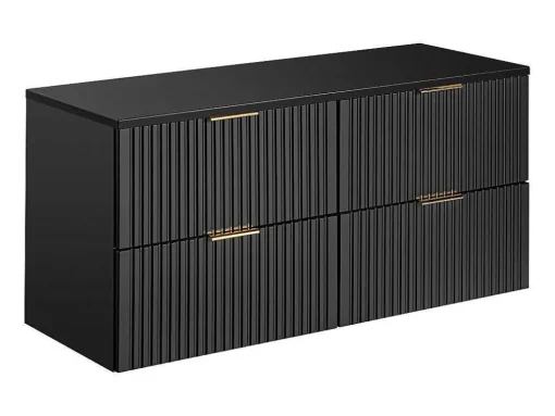 Gestreept Hangmeubel Voor Badkamer Met Wastafel Om Te Plaatsen - Zwart - L120 Cm - Zevara