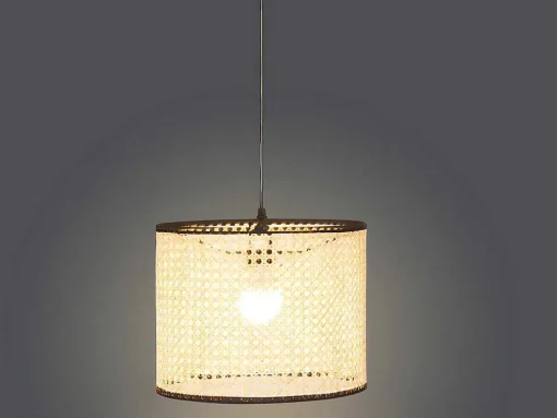 Gevlochten Hanglamp Neirobi - Etnische Stijl - Ijzer En Rotan - D30 X H120 Cm - Naturel
