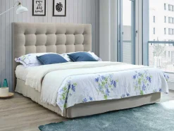 Gewatteerd Hoofdbord Francesco - 140 Cm - Stof - Beige