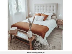 Gewatteerd Hoofdbord Francesco - 140 Cm - Stof - Beige
