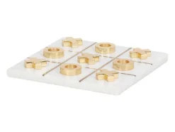 Gezelschapsspel - Boter-Kaas-En-Eieren - Marmer En Messing En Wit - L20,5 X H2,5 X D20,5 Cm - Tactoe