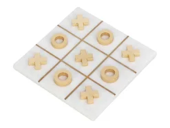 Gezelschapsspel - Boter-Kaas-En-Eieren - Marmer En Messing En Wit - L20,5 X H2,5 X D20,5 Cm - Tactoe
