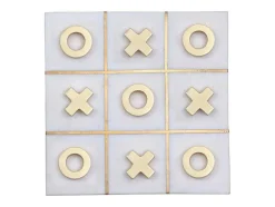 Gezelschapsspel - Boter-Kaas-En-Eieren - Marmer En Messing En Wit - L20,5 X H2,5 X D20,5 Cm - Tactoe