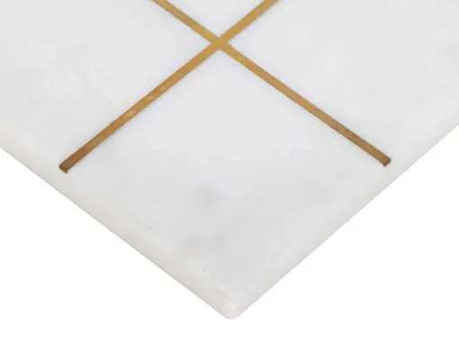 Gezelschapsspel - Boter-Kaas-En-Eieren - Marmer En Messing En Wit - L20,5 X H2,5 X D20,5 Cm - Tactoe