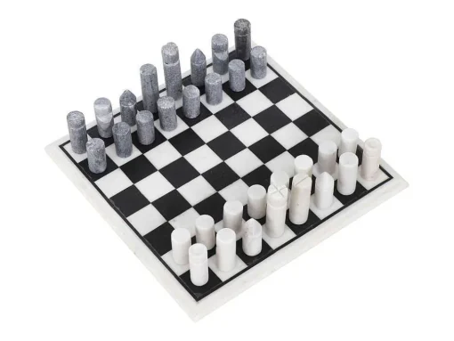 Gezelschapsspel - Schaakbord - Wit En Zwart Marmer - L30,5 X H2,54 X D30,5 Cm - Chessy