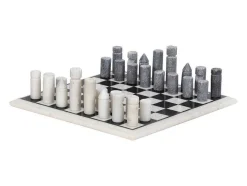 Gezelschapsspel - Schaakbord - Wit En Zwart Marmer - L30,5 X H2,54 X D30,5 Cm - Chessy