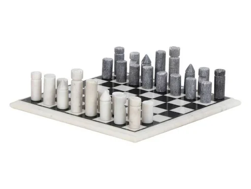 Gezelschapsspel - Schaakbord - Wit En Zwart Marmer - L30,5 X H2,54 X D30,5 Cm - Chessy