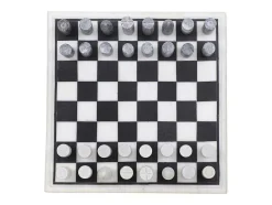 Gezelschapsspel - Schaakbord - Wit En Zwart Marmer - L30,5 X H2,54 X D30,5 Cm - Chessy