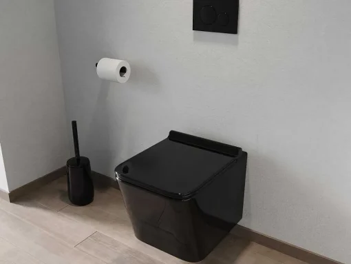 Glanzend Zwarte Hang-Wc Van Keramiek Zonder Rand - Clemona