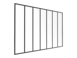 Glasraam Werkplaatsstijl Van Van Aluminium En Gematteerd Glas - 210 X 130 Cm - Zwart - Bayview