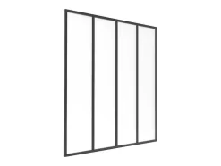 Glasraam Werkplaatsstijl Van Van Aluminium En Gematteerd Glas - 120 X 130 Cm - Zwart - Bayview
