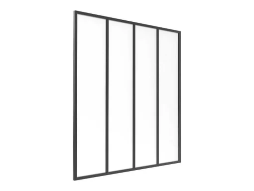 Glasraam Werkplaatsstijl Van Van Aluminium En Gematteerd Glas - 120 X 130 Cm - Zwart - Bayview