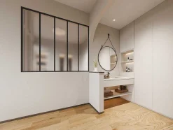 Glasraam Werkplaatsstijl Van Van Aluminium En Gematteerd Glas - 150 X 130 Cm - Zwart - Bayview