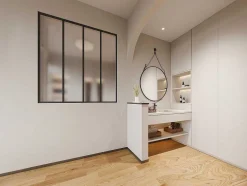Glasraam Werkplaatsstijl Van Van Aluminium En Gematteerd Glas - 120 X 130 Cm - Zwart - Bayview