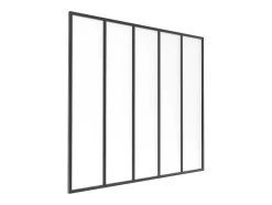 Glasraam Werkplaatsstijl Van Van Aluminium En Gematteerd Glas - 150 X 130 Cm - Zwart - Bayview