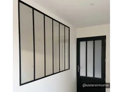 Glazen Binnenraam Bayview Van Alumimium Met Zwarte Poedercoating - 180 X 130 Cm