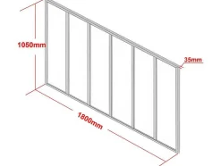 Glazen Binnenraam Bayview In Aluminium Met Witte Poedercoating - 180X105 Cm