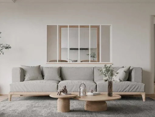 Glazen Binnenraam Bayview In Aluminium Met Witte Poedercoating - 180X105 Cm