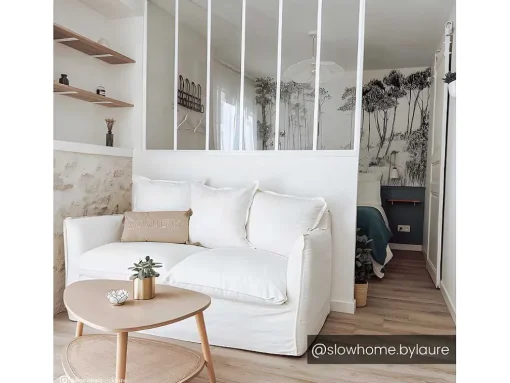 Glazen Binnenraam Bayview In Aluminium Met Witte Poedercoating - 180X105 Cm