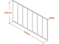 Glazen Binnenraam In Aluminium Met Poedercoating - 210 X 130 Cm - Zwart - Bayview