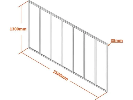Glazen Binnenraam In Aluminium Met Poedercoating - 210 X 130 Cm - Zwart - Bayview