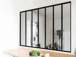 Glazen Binnenraam In Aluminium Met Poedercoating - 210 X 130 Cm - Zwart - Bayview